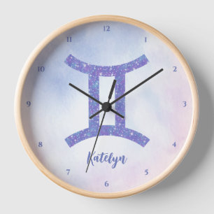 Reloj Personalizable de Rótulo Astrología Cute Gemini