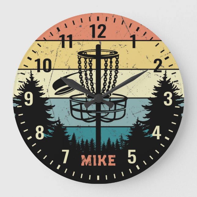 Reloj personalizable estilo retro de Disk Golf Vin (Anverso)