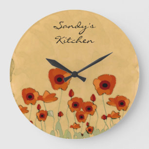 Reloj personalizado amapola de la cocina