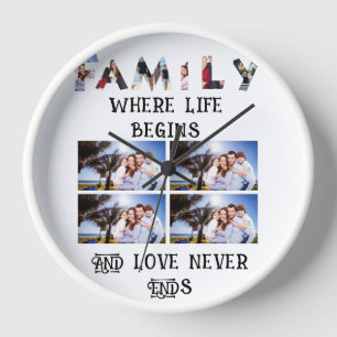 Reloj Personalizado Amor familiar moderno 10 Collage de