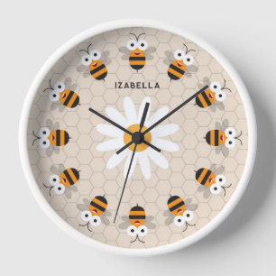 Reloj Personalizado Cute Funny Honey Bee Honeycomb