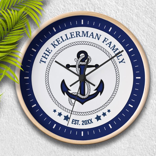 Reloj Personalizado de Anclaje Náutico y Nombre Familiar (Subido por el creador)