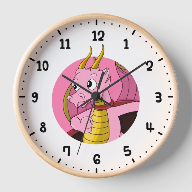 Reloj Personalizado de dragón rosado todo el día (Anverso)