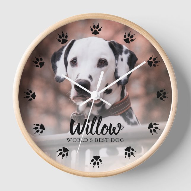 Reloj Personalizado de impresión de pata de perro (Anverso)