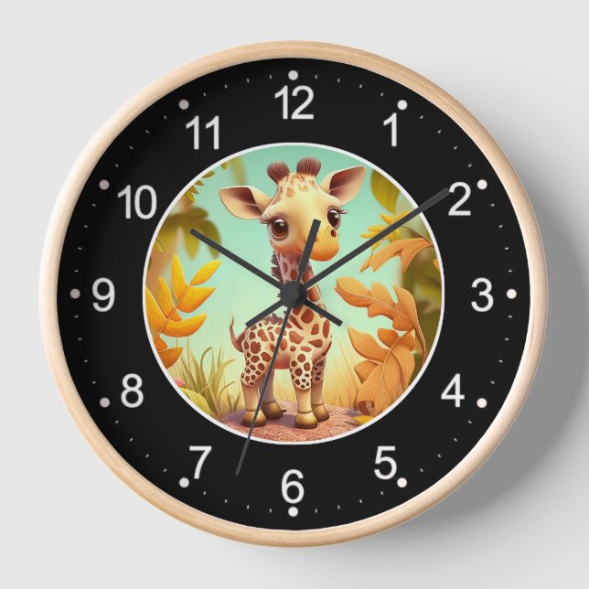 Reloj Personalizado de jirafa de bebé trópico (Anverso)