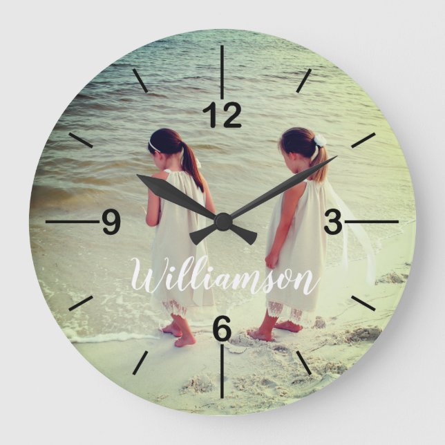 Reloj personalizado de la foto con efecto del (Anverso)