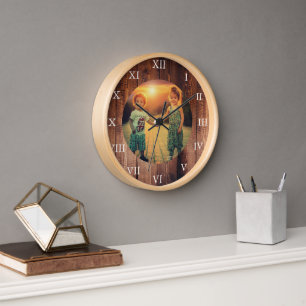 Reloj Personalizado de madera de grano rústico fotomarco