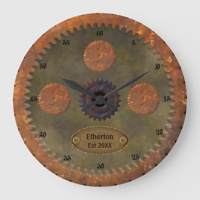 Reloj personalizado de Rusty Steampunk (Anverso)