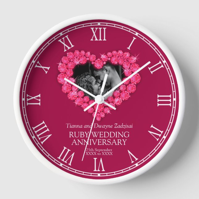 Reloj Personalizado del corazón de la foto del aniversar (Anverso)