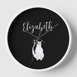 Reloj Personalizado del gato dibujando negro blanco Wint