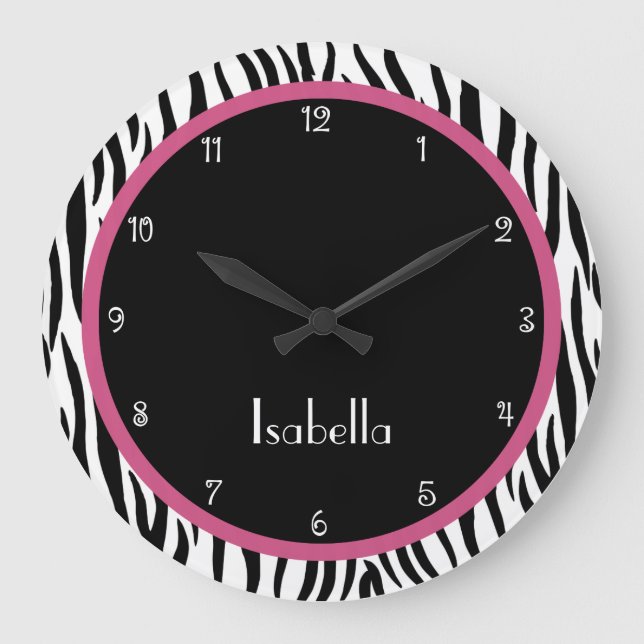 Reloj personalizado del negro, del rosa y del (Anverso)