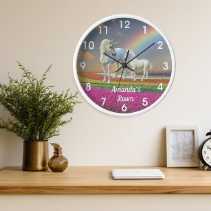 Reloj Personalizado el arcoiris de unicornio y la madre
