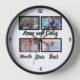 Reloj Personalizado Fecha Boda Aniversario 4 Collage de 