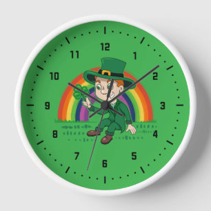 Reloj Personalizado lindo leprechaun con shamrock y arco