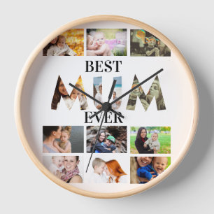 Reloj Personalizado Mejor Mamá Moderna Cada 12 Collages