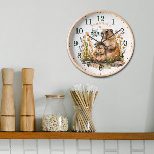 Reloj Personalizado Mejor Mamá Siempre Acuarela Marmota