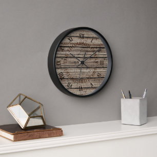 Reloj Personalizado Rústico Gray Brown Weatherk Pattern
