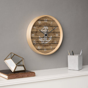 Reloj Personalizado Rústico Oak Brown Weatherk Plank Pat