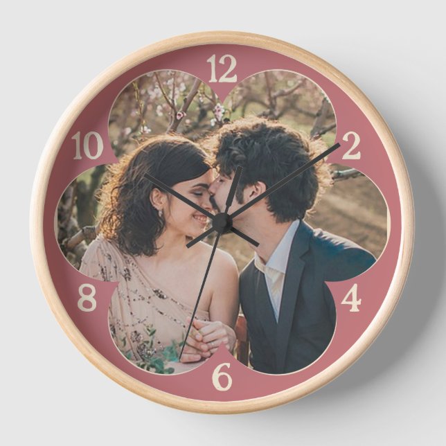 Reloj Personalizado sencillo de flor plantilla de fotogr (Anverso)