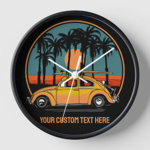 Reloj Personalizado Texto Surfer Tropical Sunset