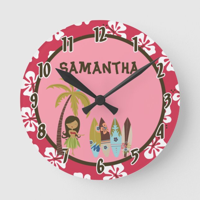 Reloj personalizado Tiki hawaiano del tablero de (Anverso)