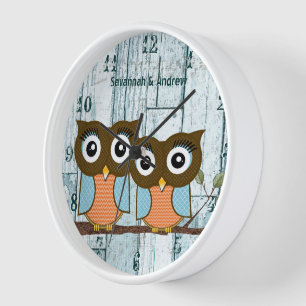 Reloj Personalizados Antiguos Rusticos Aqua Madera Amor