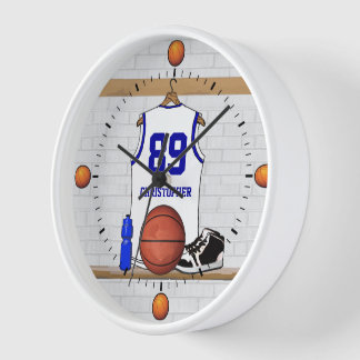 Reloj Personalized White and Blue Basketball Jersey