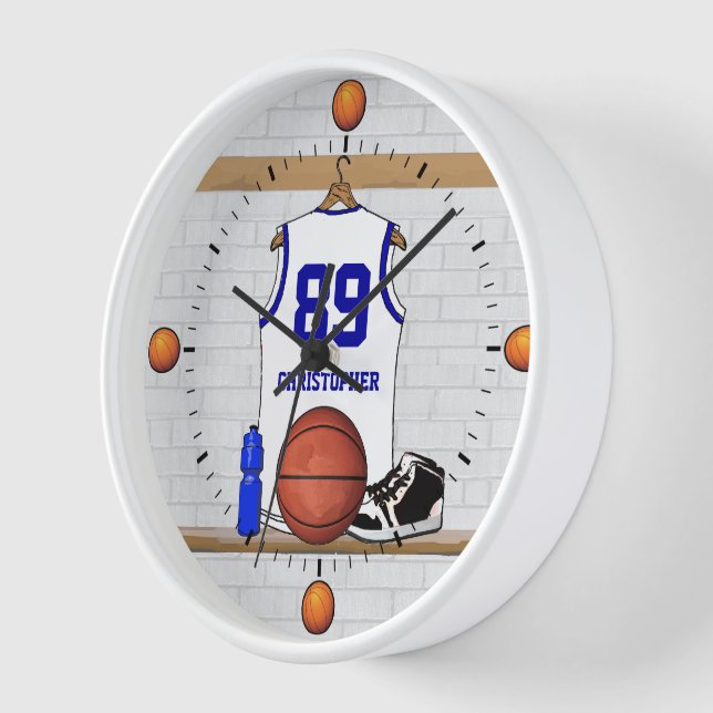 Reloj Personalized White and Blue Basketball Jersey (Ángulo)