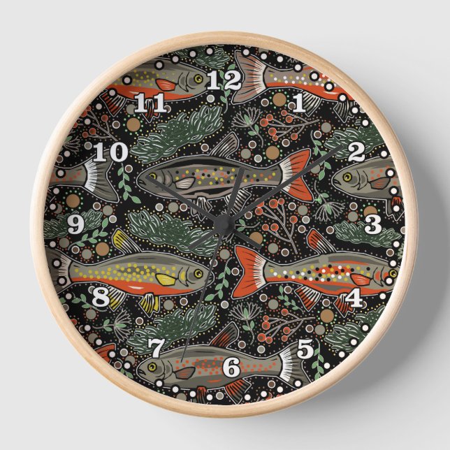 Reloj Pescado de agua dulce, diseño elegante, trucha, pe (Anverso)