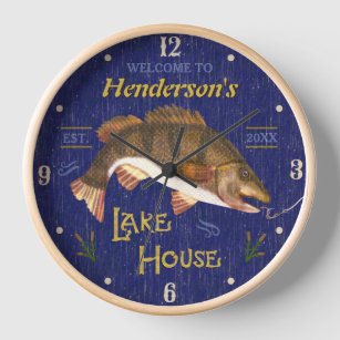 Reloj Pescado Rústico Náutico de Lake House   Nombre Bro