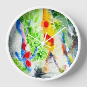 Reloj Pez koi arte en acuarela colorido