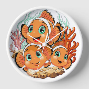 Reloj Pez payaso Dibujo animado lindo Familia Subacuátic
