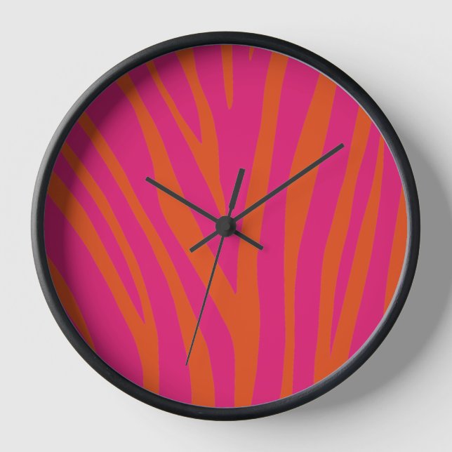 Reloj Piel de cebra rosa moderna colorida única (Anverso)
