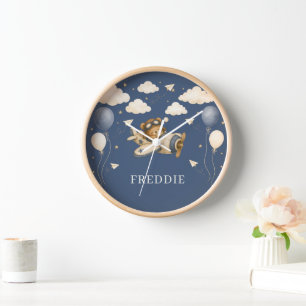 Reloj Piloto de osito de peluche Avión vintage Guardería