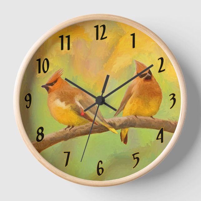 Reloj Pintado de Waxwing Cedar - Pájaro salvaje A origin (Anverso)