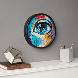 Reloj Pintura al óleo digital abstracta de ojos hermosos