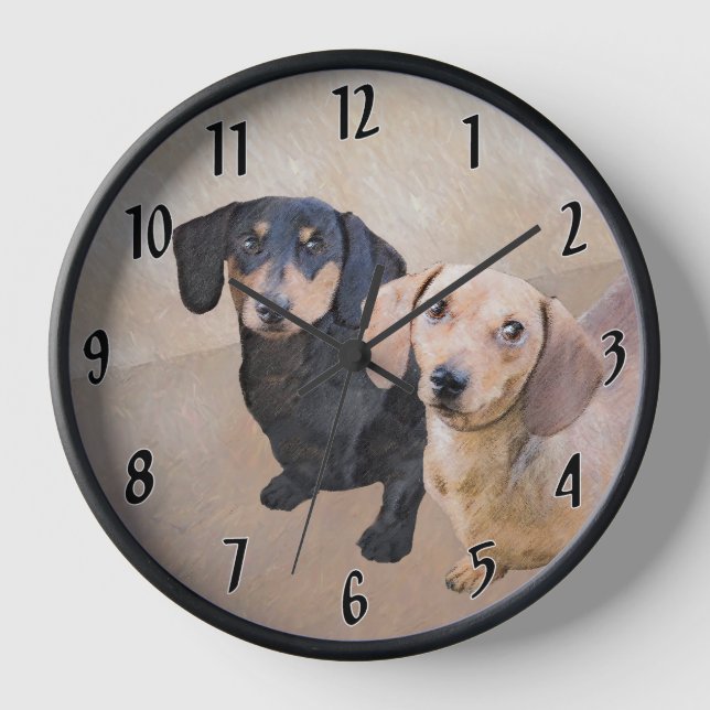 Reloj Pintura Dachshund (suave) - Arte Perro Original (Anverso)