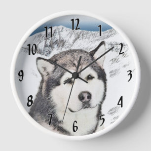 Reloj Pintura de Alaskan Malamute - Arte de perro origin