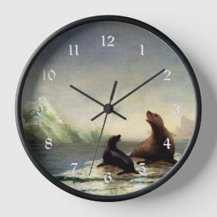 Reloj pintura de Albert Bierstadt, focas