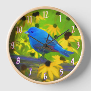 Reloj Pintura de amarre índigo - Arte original de aves s