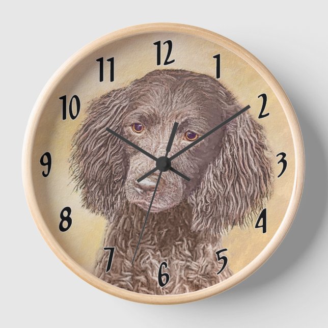 Reloj Pintura de American Water Spaniel - Arte original  (Anverso)