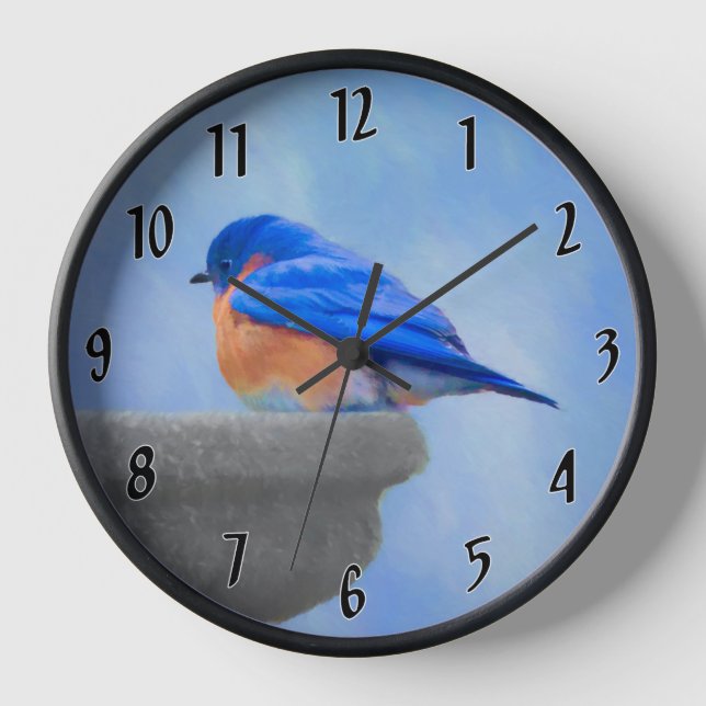 Reloj Pintura de Azulito - Arte Original de Pájaros (Anverso)