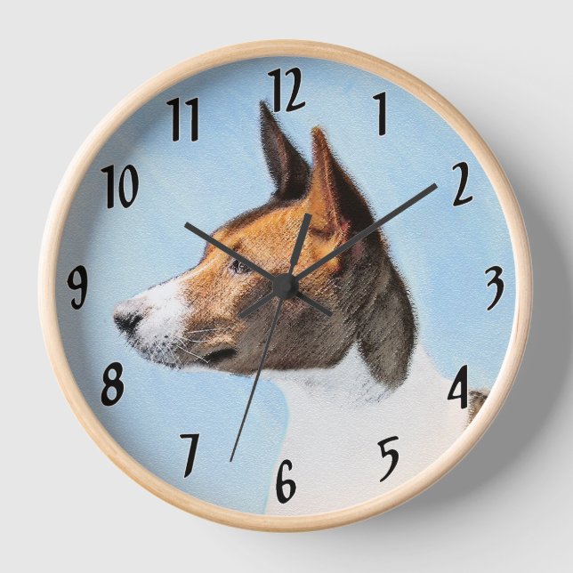 Reloj Pintura de Basenji - Arte Original Lindo (Anverso)