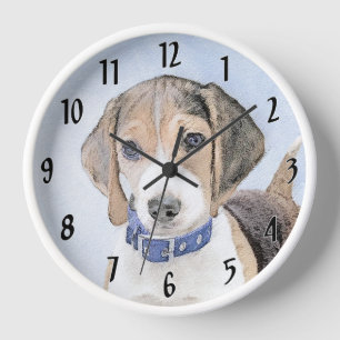 Reloj Pintura de Beagle - Arte de Perro Original Lindo