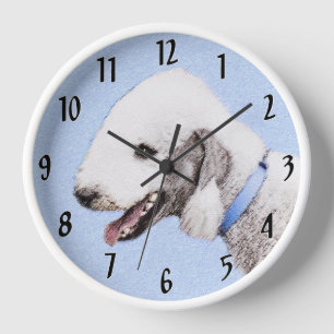 Reloj Pintura de Bedlington Terrier - Arte original de p