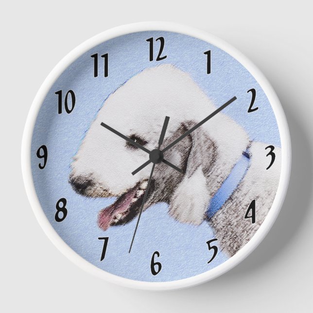 Reloj Pintura de Bedlington Terrier - Arte original de p (Anverso)