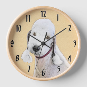 Reloj Pintura de Bedlington Terrier - Arte original de p