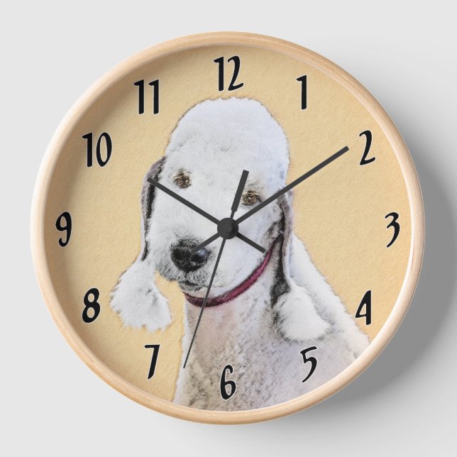 Reloj Pintura de Bedlington Terrier - Arte original de p (Anverso)
