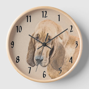 Reloj Pintura de Bloodhound - Arte de perro original lin