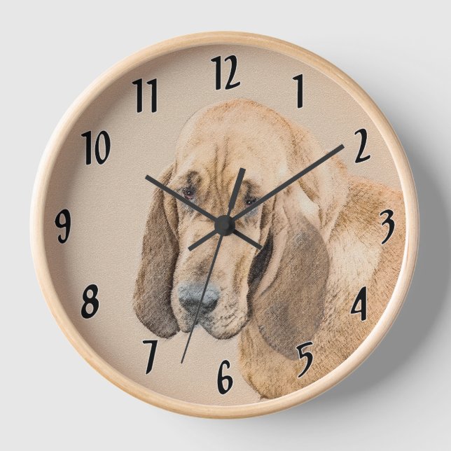 Reloj Pintura de Bloodhound - Arte de perro original lin (Anverso)